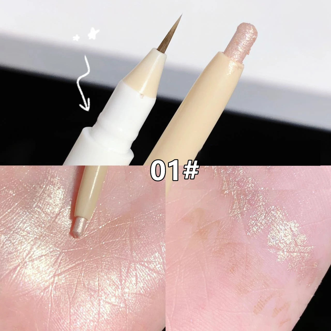 2 In 1 Liquid Eye Liner Shadow Pen Ultra Glitter Eyeliner Pencil Lasting Korean Eyes Makeup High Gloss Pigment Silkworm Gel Pen