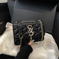 Fashionable Small Fragrant Style Argyle Quilted Small Square Bag Metal Letter Tassel Diagonal Cross Bag Commuter Shoulder Bag