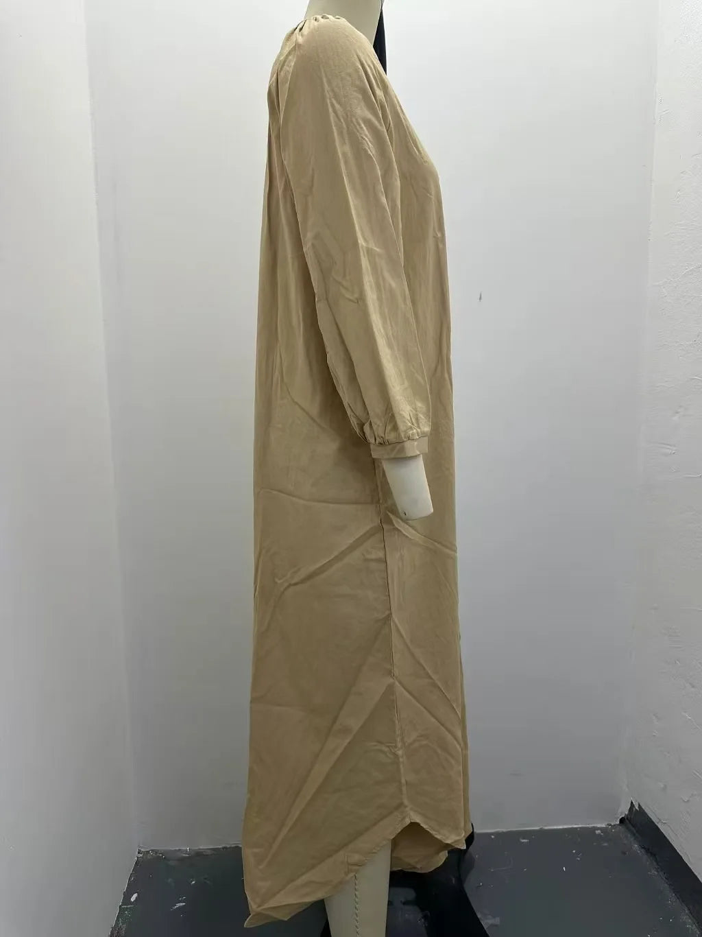 Women V Neck Lantern Long Sleeve Linen Maxi Dress Button Front Loose Casual Vacation Ladies Long Dress