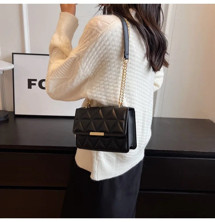 Women Quilted Chain Crossbody Bag Fashion Small Square Shoulder Purse Multi Color Casual Daily Handbag