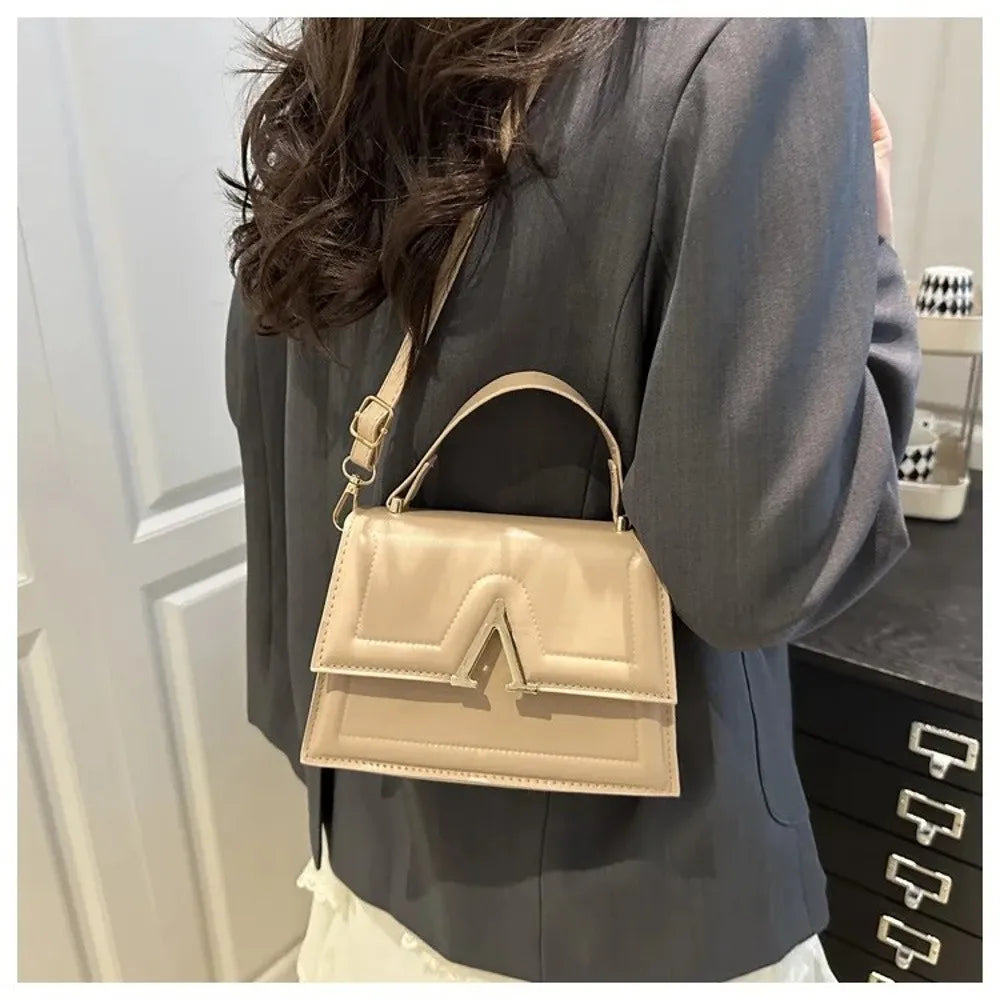 Casual Retro Shoulder Bag Candy Color Large Capacity Crossbody Bag PU Material Street Trend Ladies Handbag