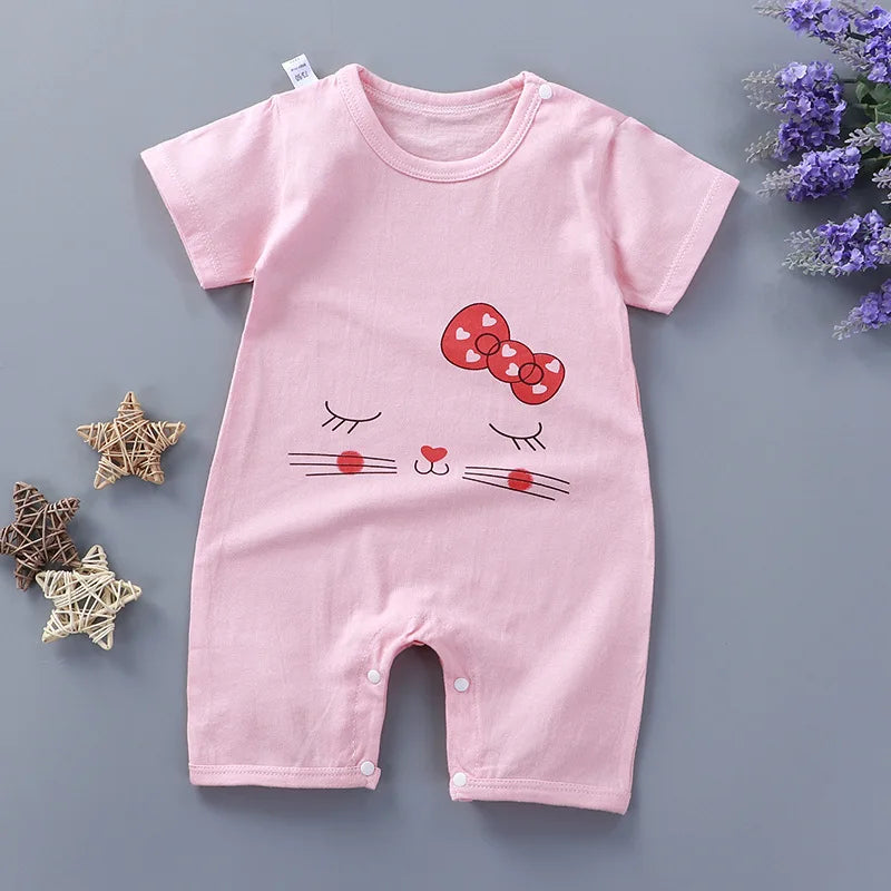 Baby Unisex Romper Jumpsuit - 100% Cotton Short-Sleeve Animal Print