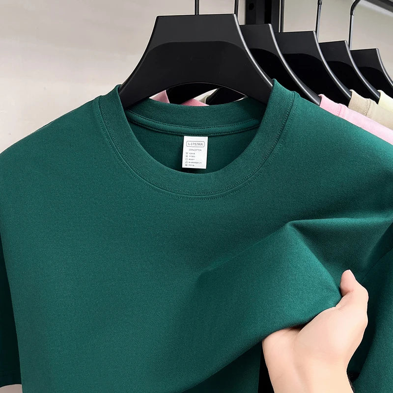 Men's 100% Cotton Short Sleeve T-Shirt - Casual Solid Color O-Neck