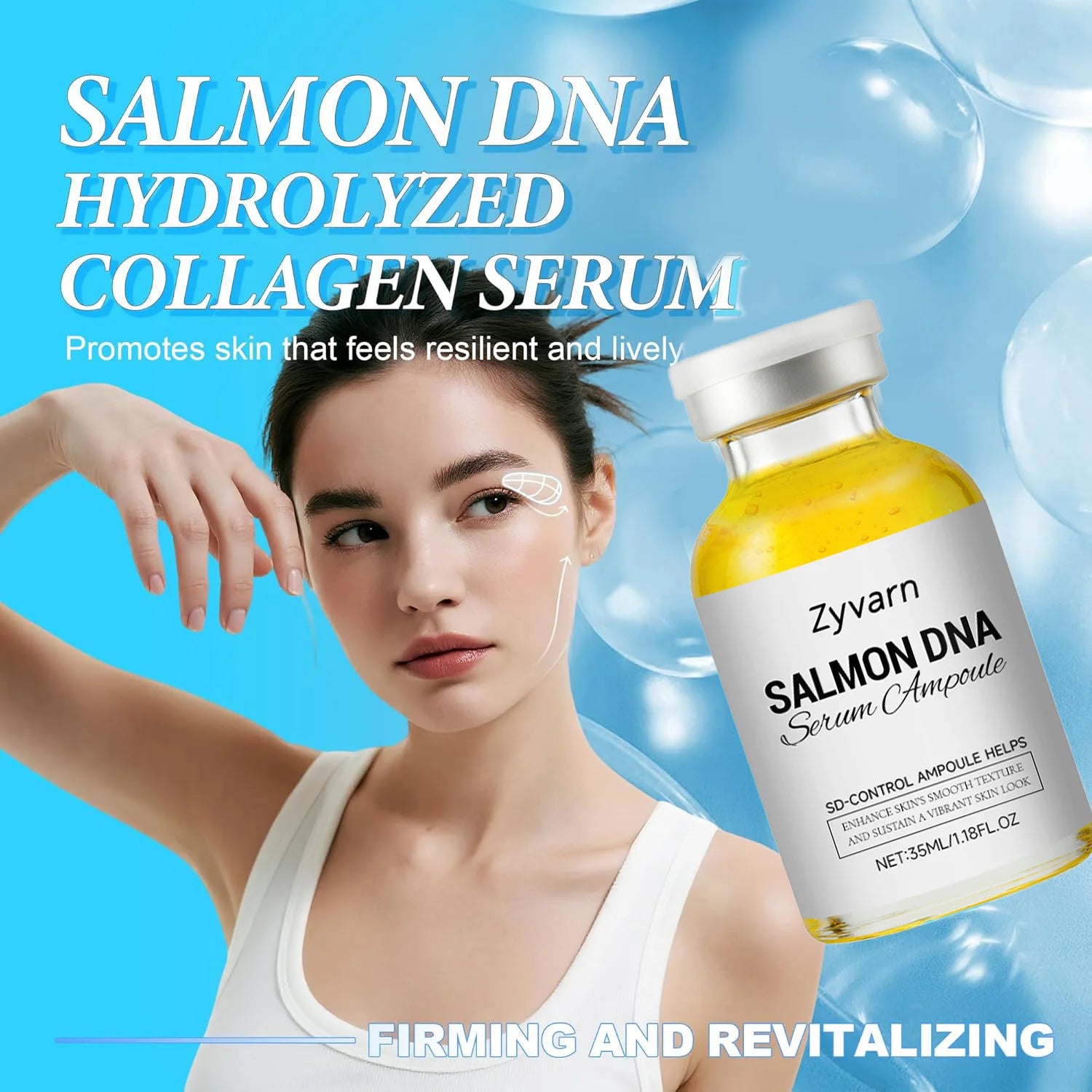 Ampoule Serum Set – Stem Cell Anti-Aging & Salmon DNA Hydrating & Brightening Facial Essence Smooth Wrinkles & Enhance Firmness