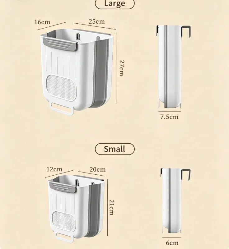 Cubo de basura plegable montado en la pared de la cocina, cubo de basura colgante para armario del hogar, cubo de basura colgante clasificado, accesorios de cocina