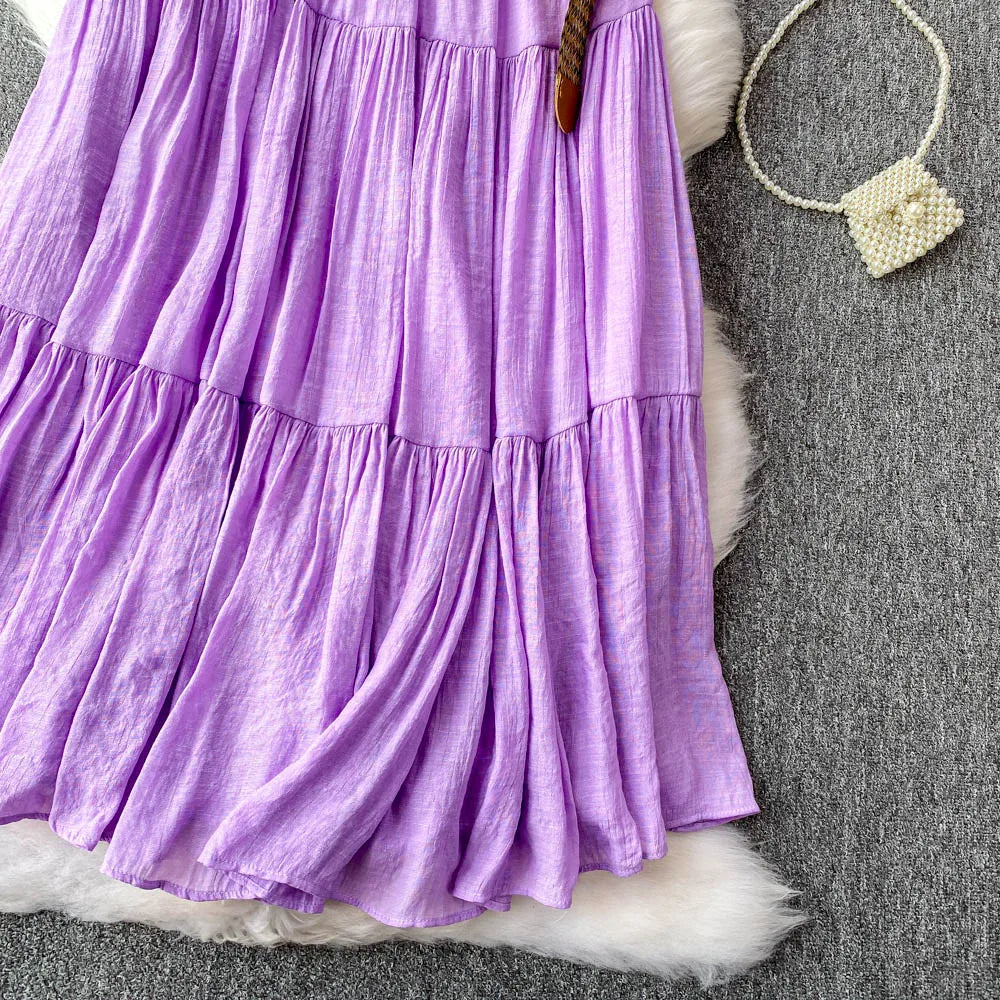 White Casual Mid-Length Puffy Skirt Women's Summer High Waist Slimming Cake Skirt Korean Sle Commute A-Line Skirt