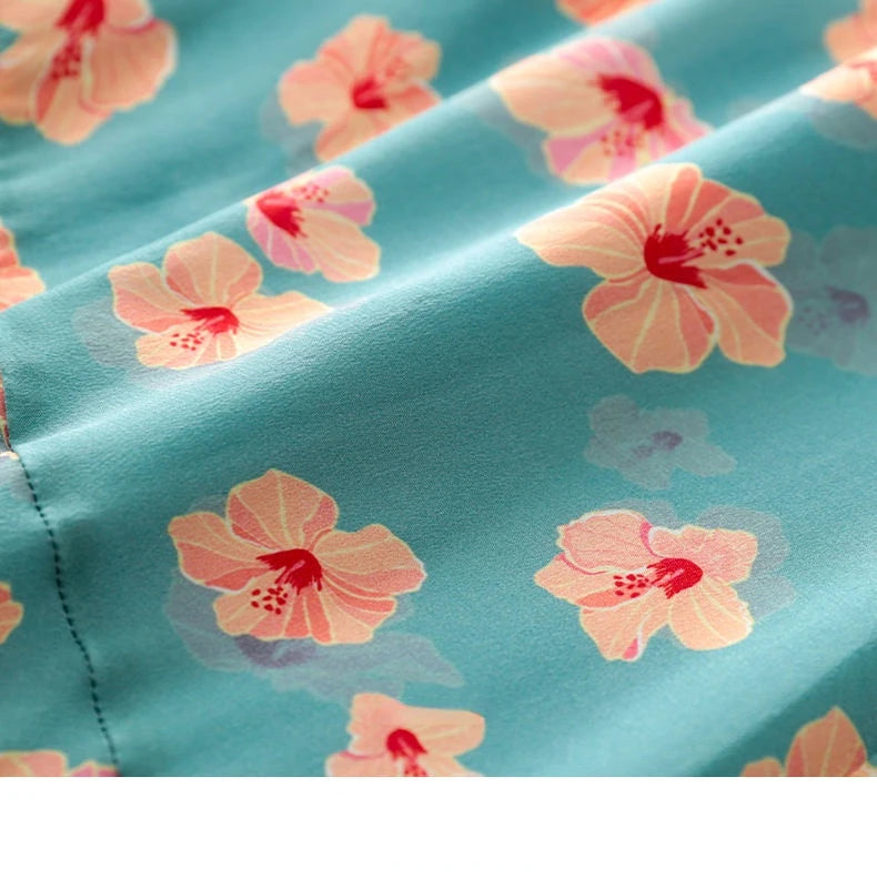 Women's Summer Floral Chiffon Lotus Leaf Dress 2021 New Fashion Print Temperament Belt Chic Female Dress Vestido Feminino Dress