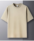 100% Pure Cotton Summer High-end Brand Men's Short Sleeve Round Neck Fashionable Style Half Sleeved Top Breathable T-shirt