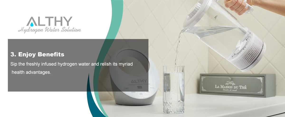 ALTHY Hydrogen  Water Pitcher Generator Machine Jug Bottle SPE&PEM Technology. Balanced Purified Water PH Calcium Sulfite filter