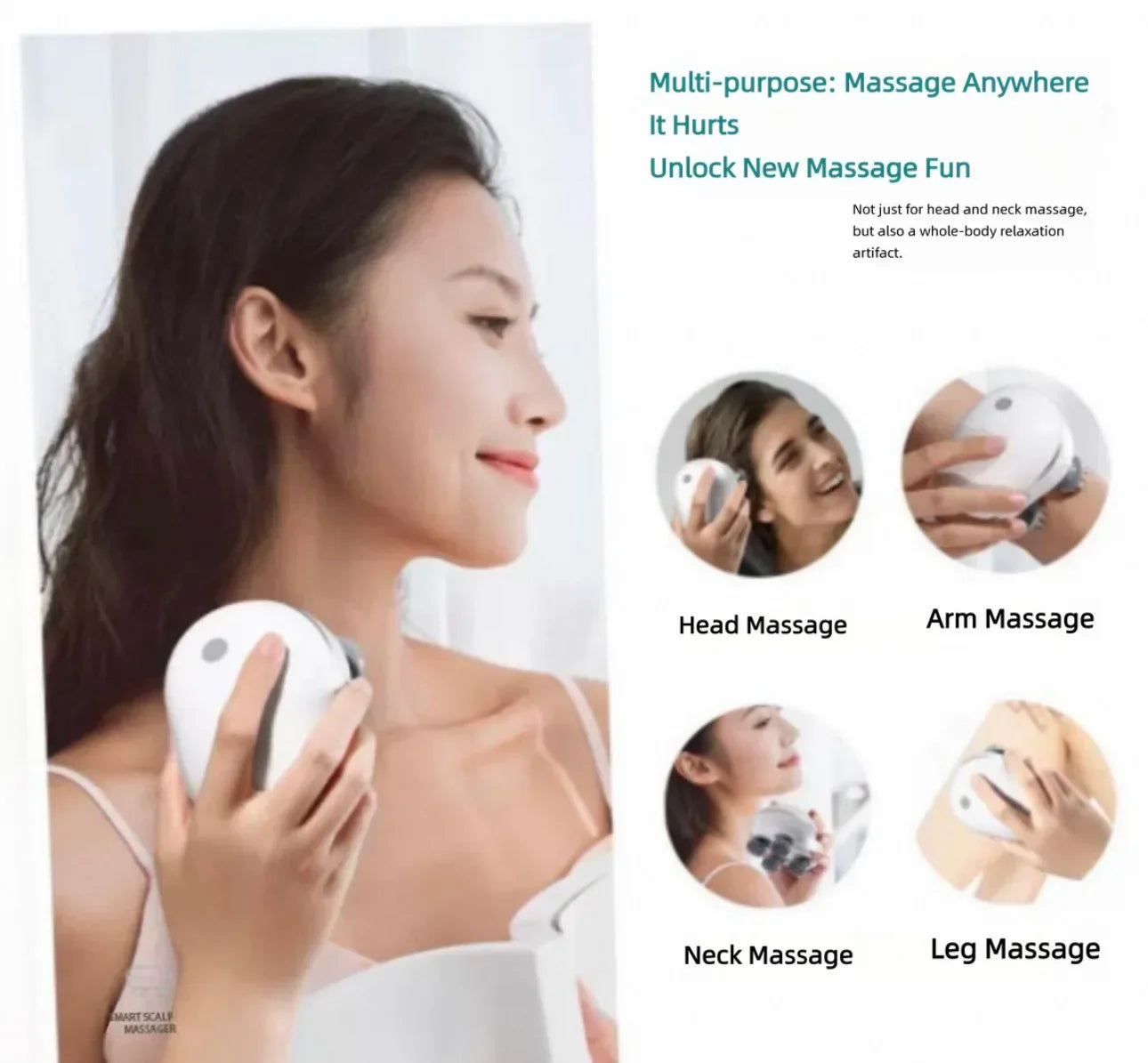 Head Massager with Adjustable Speed for Scalp Massage Red Light for Hair Care Soft Silicone for Deep Kneading of the Head