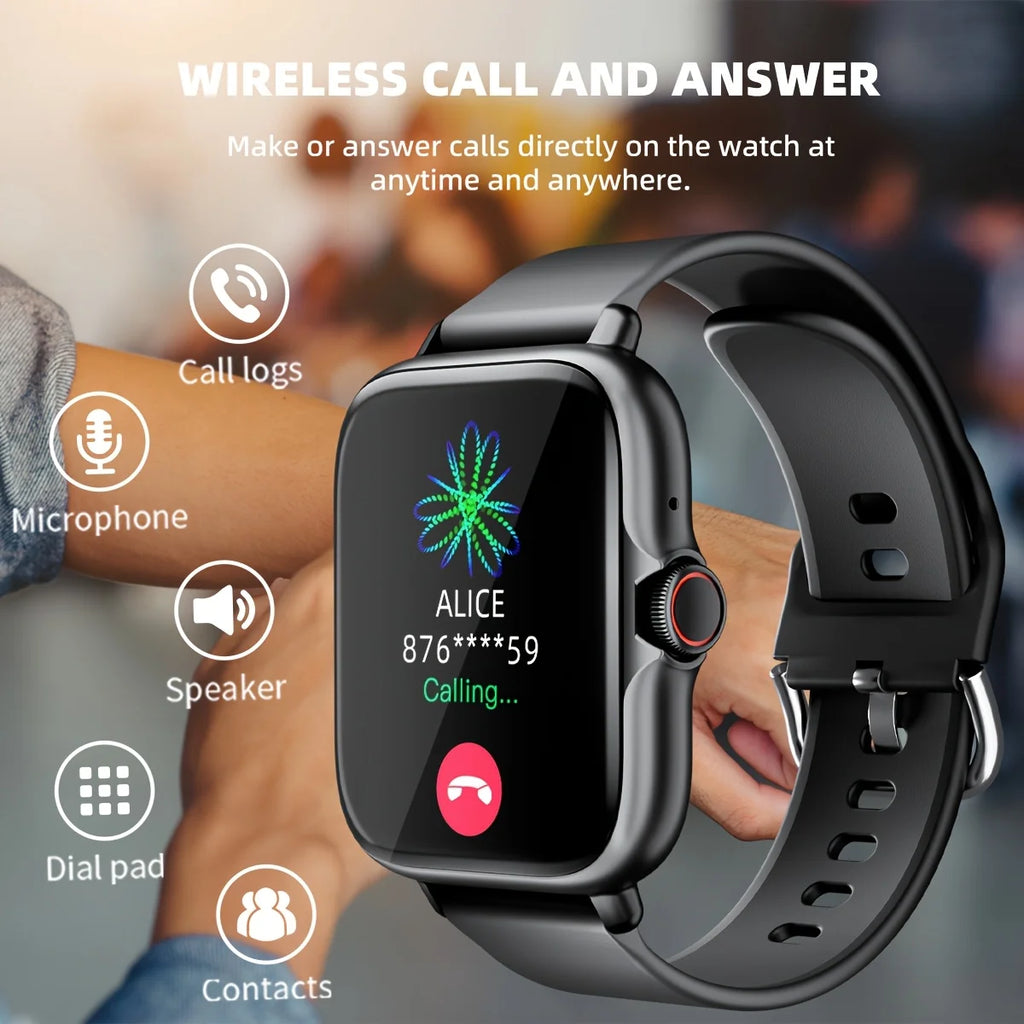 Smart Watch Compatible for iPhone & Android, Wireless Call, HD Touch Screen Fitness Tracker with Pedometer, Step Tracker, Music,Weather Display,Wireless Smartwatch for Men & Women