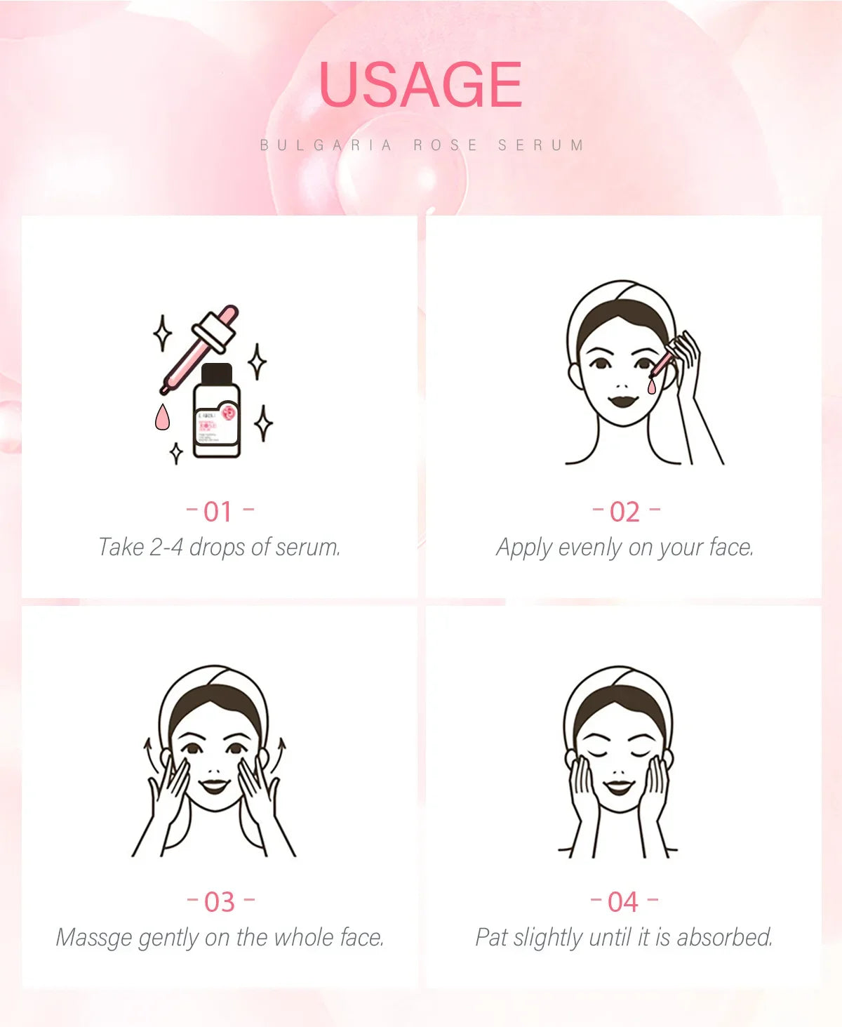 Laikou Rose or Sakura Essence Serum Deep Nourishing Repair Moisturizing Hydrating Anti Aging Facial Treatment Skin Care 100ml