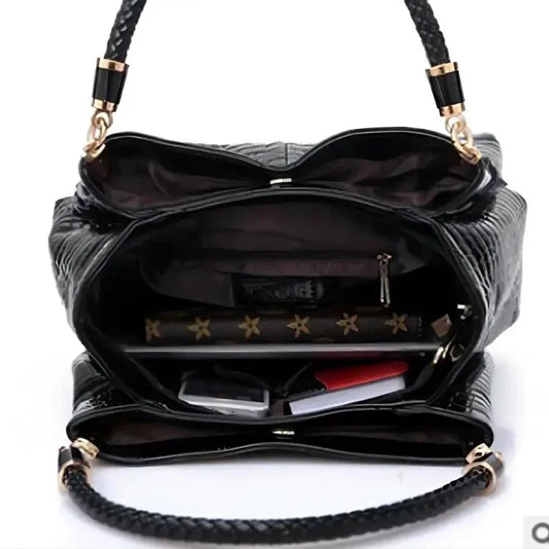 Women's Bag Large Capacity Tote Daily Commute Women's Shoulder Bag Crocodile Print Bright Face Handbag Shopping Women's Handbags