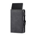 Carbon Fiber Credit Card Holder Men's RFID Blocking Smart Metal Thin Slim Pop Up Minimalist Wallet Small Purse Metal Coin Bag