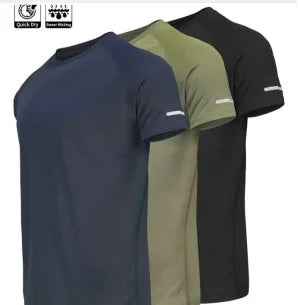 Men's Short Sleeve T-Shirt - Slim Fit Sporty Synthetic Fiber Blend