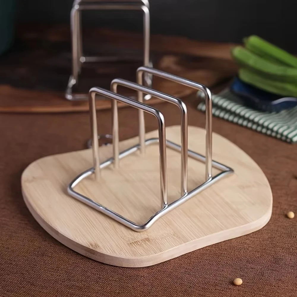 1 soporte de acero inoxidable para tapas de ollas y tablas de cortar, combinado, que ahorra espacio - Estante de encimera resistente, organizador de cocina