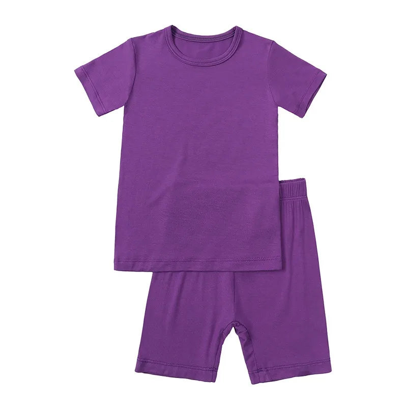 2-Piece Children's Bamboo Fiber Short-Sleeve Shorts Set - Pink