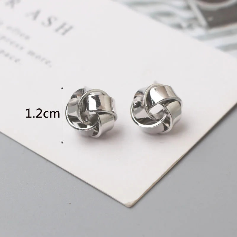 Tiny Metal Stud Earrings For Women'S Gold Color Twist Round Earrings Small Unusual Earrings Boucles D'Oreilles Fashion Jewelry