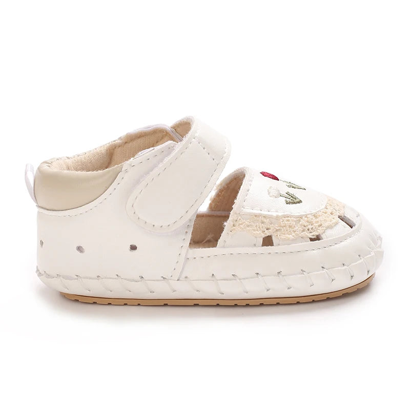 New big bow floral 0-18 months baby princess shoes sandals breathable PU upper walking shoes