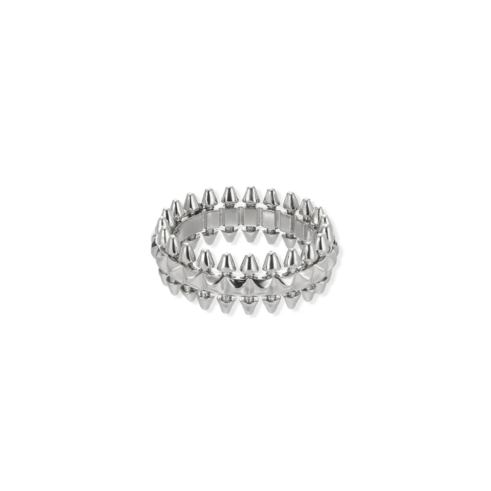 Stainless Steel Ring With Riveted Bullet Design Gold Tone For Women Bold Statement Jewelry Gift For Her