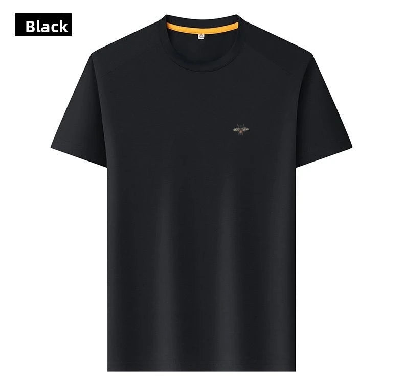 New Luxury Brand Men's T-shirt O-Neck Cartoon Bee Embroid Short-sleeve Breathable Seamless Half-sleeve Summer Fashion Menswear