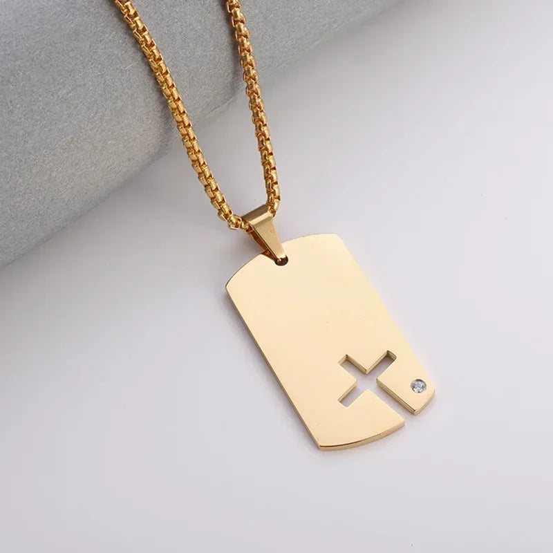 Jesus Christ Cross Mens Necklace Gold Color Cross Religious Pendant Necklace Accessory Chain Accessories