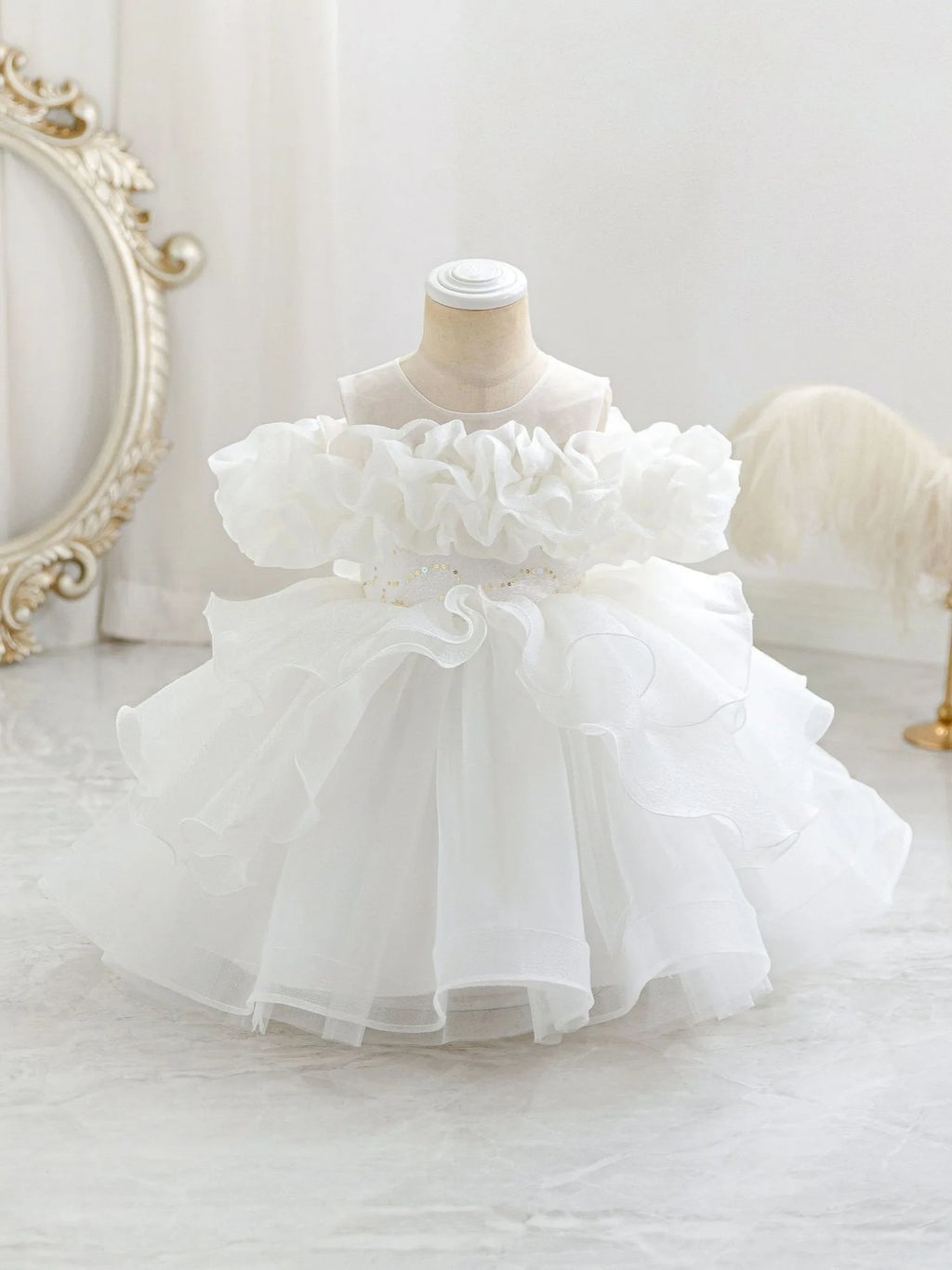 HETISO Girls Elegant Princess Dress Pleated Sequins Baby Birthday Holiday Ball Gown For Party Wedding 1-6 Years
