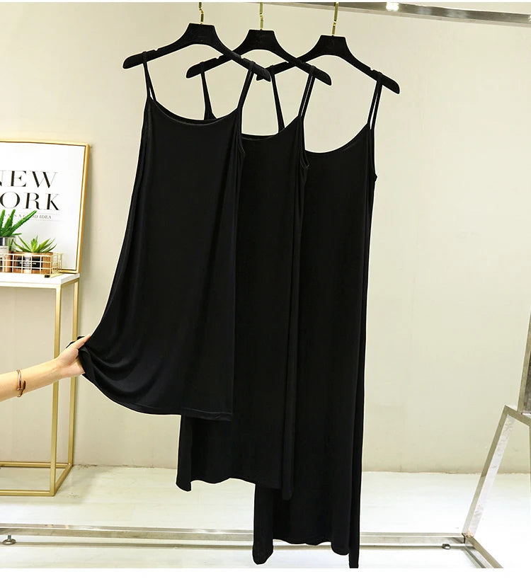 Modal Sleeveless Vest Dress Women Summer Thin Base Layer Color Block Casual round Neck Scene Casual July Deer Brand Dress