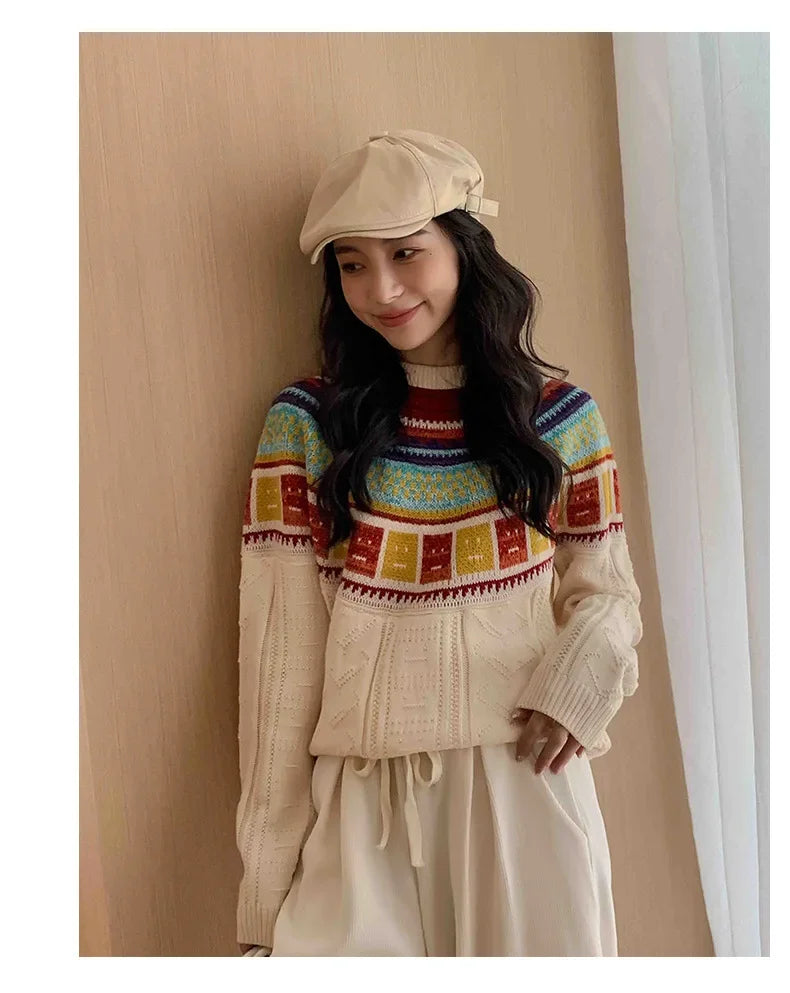 Women Sweater Print Family Daughter Matching Equal Mother Same Knit Top Pullover Baby Knitwear Clothes Knitted Jumper Holiday