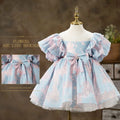 Dreamy Vow J707 Charming Blue & Pink Baby Girl Dress Graceful Bow-adorned Short-Sleeved Kids Party Ball Gown
