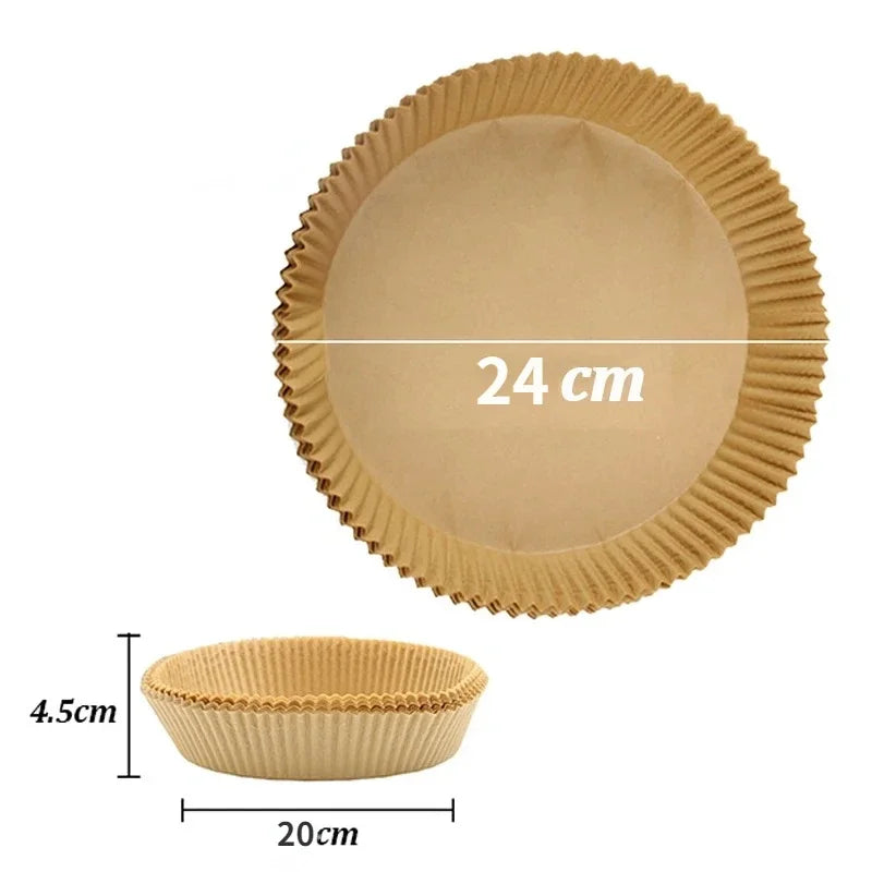 50/30 Piezas Accesorios de Cocina Papel para Freidora de Aire Utensilios de Cocina Desechables Cuadrados Redondos Moldes para Repostería Bandeja para BBQ Almohadilla Antiadherente