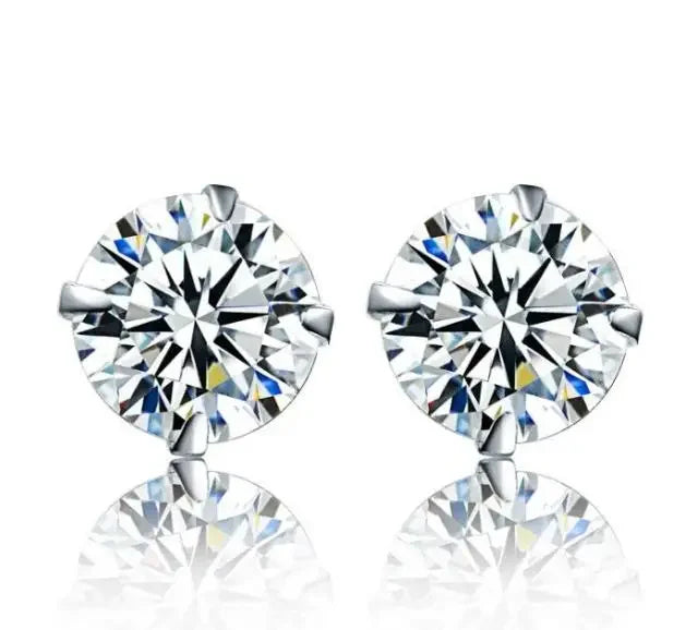 100% Real 925 Sterling Silver Jewelry Women'S Fashion Cute Tiny Clear Crystal Cz Stud Earrings For Girls Teens Lady