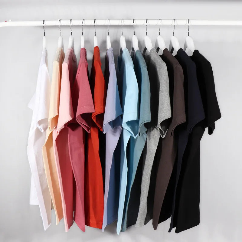 250G Heavy Men's T-shirt Solid Color Cotton Short-sleeved Men T shirt Bottoming Tops Tees Shirt