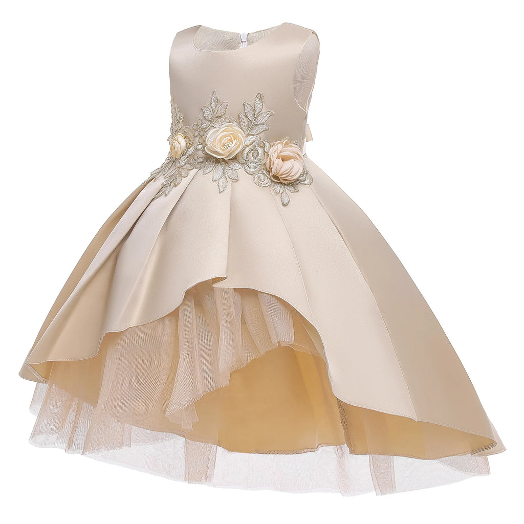 Kids Floral Princess Dress For Girls Golden Star Baby Girl Birthday Wedding Party Summer Gown Easter Children Clothes 2-10 Years