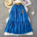White Casual Mid-Length Puffy Skirt Women's Summer High Waist Slimming Cake Skirt Korean Sle Commute A-Line Skirt