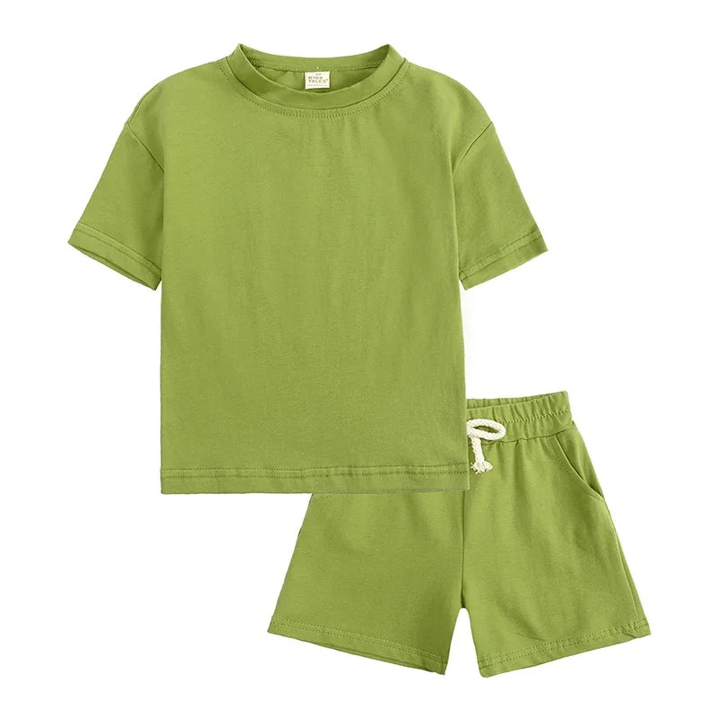 Kids Tales Unisex Toddler Summer Clothing Set - Cotton T-Shirt & Shorts