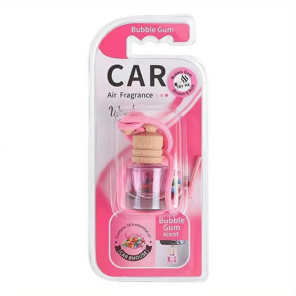 Hanging Car Air Freshener Refillable Glass Bottle Wooden Cap Essential Oil Diffuser Pendant Long Lasting Auto Perfume Ornament
