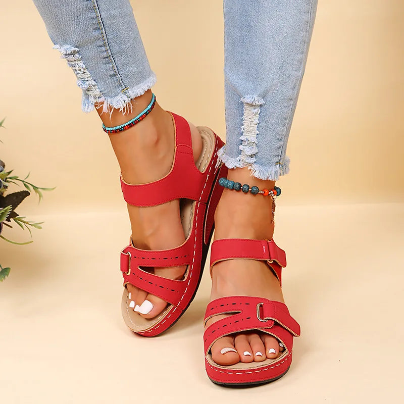 Women's Wedge Platform Sandals - Open Toe Casual Beach Shoes