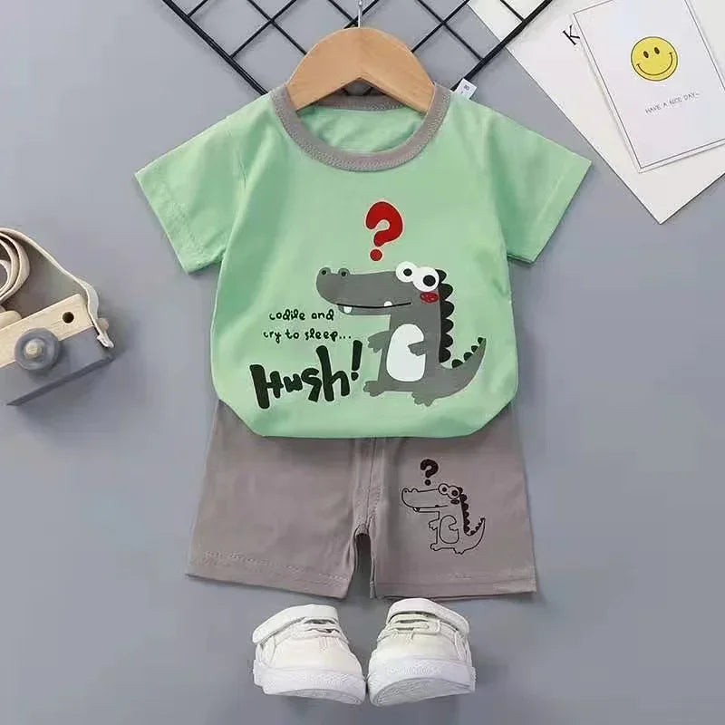 Children's Unisex Cotton T-Shirt and Shorts Set - Summer 2-Piece Outfit
