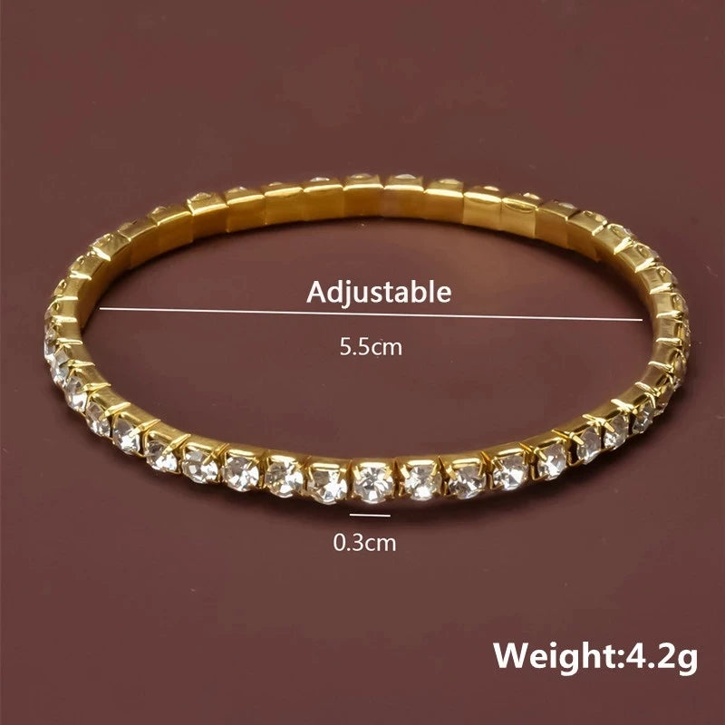 New Fashion Crystal Women'S'S Bracelet Bangle Chains Crystal Gold Color Elastic Bracelets Hand Jewelry Wedding Accessories