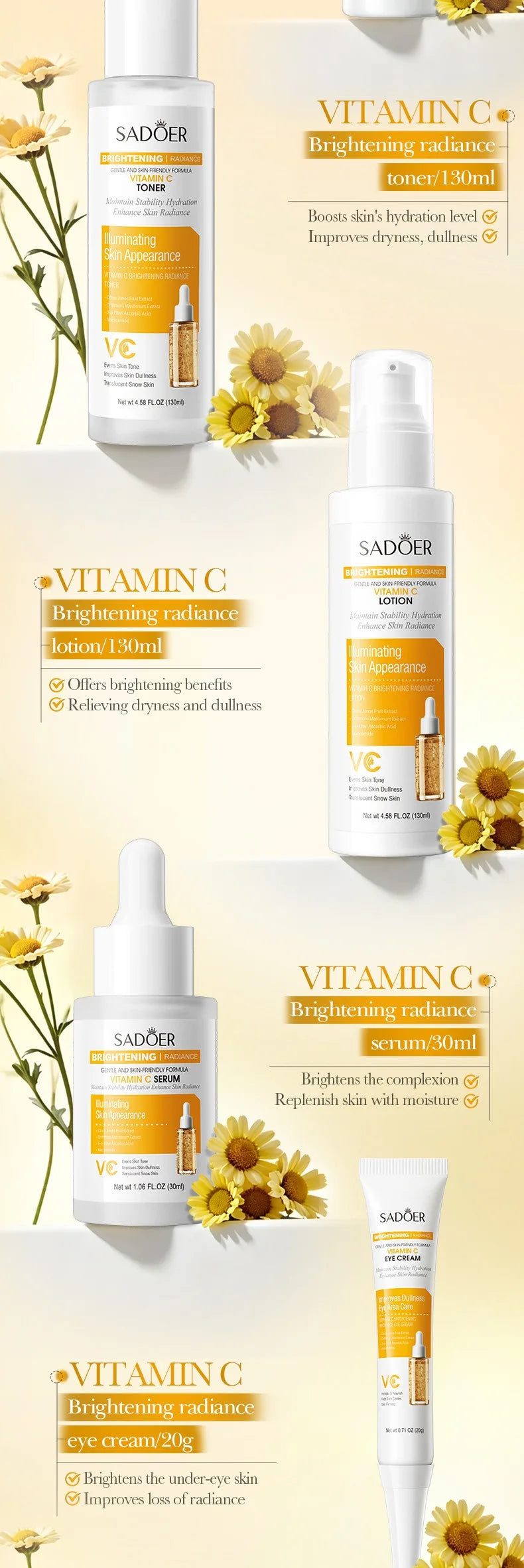 WHITENING VC Collagen Protein Skincare Set - Firming, Lifting Hydrating Face Kit for All Skin Types Skin care