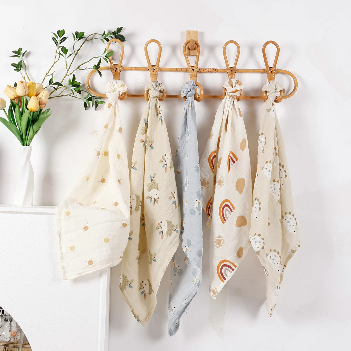 Kangobaby #My Soft Life# New 5pcs Set Multifunctional Baby Muslin Bib Newborn Blanket Breathable Child Scarf 60x60cm