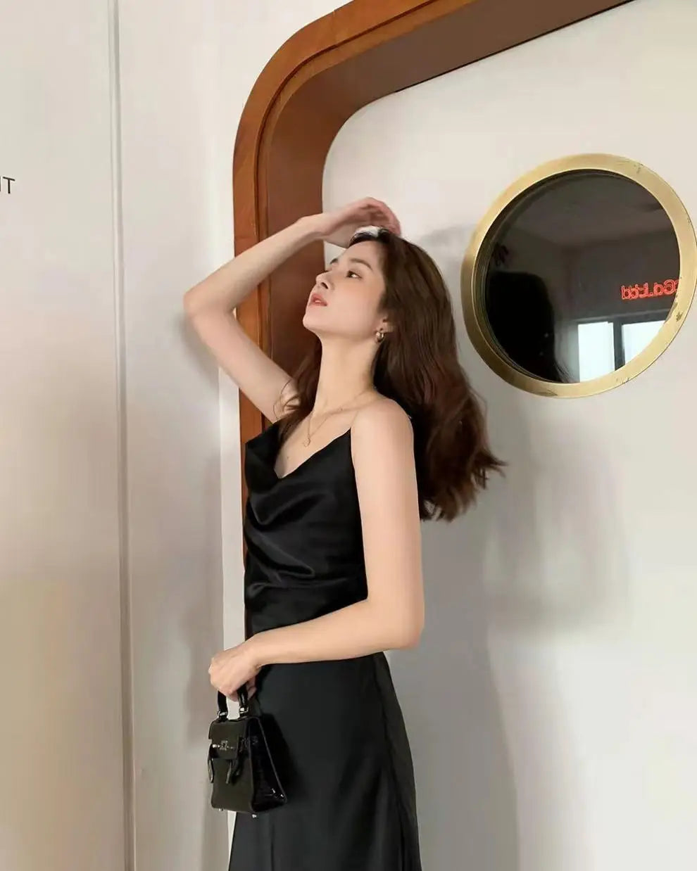 Slimming A-Line Midi Dress Women's Summer 2026 New Style Drapey Strapless Gown Gentle Wind Long Dress Polyester Solid Color