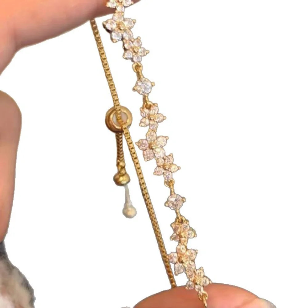 Zinc Alloy Bracelet Sparkling Zircon Flower Bracelet Handmade Bracelet Alloy For Daily Wear Fashion Accessory Party