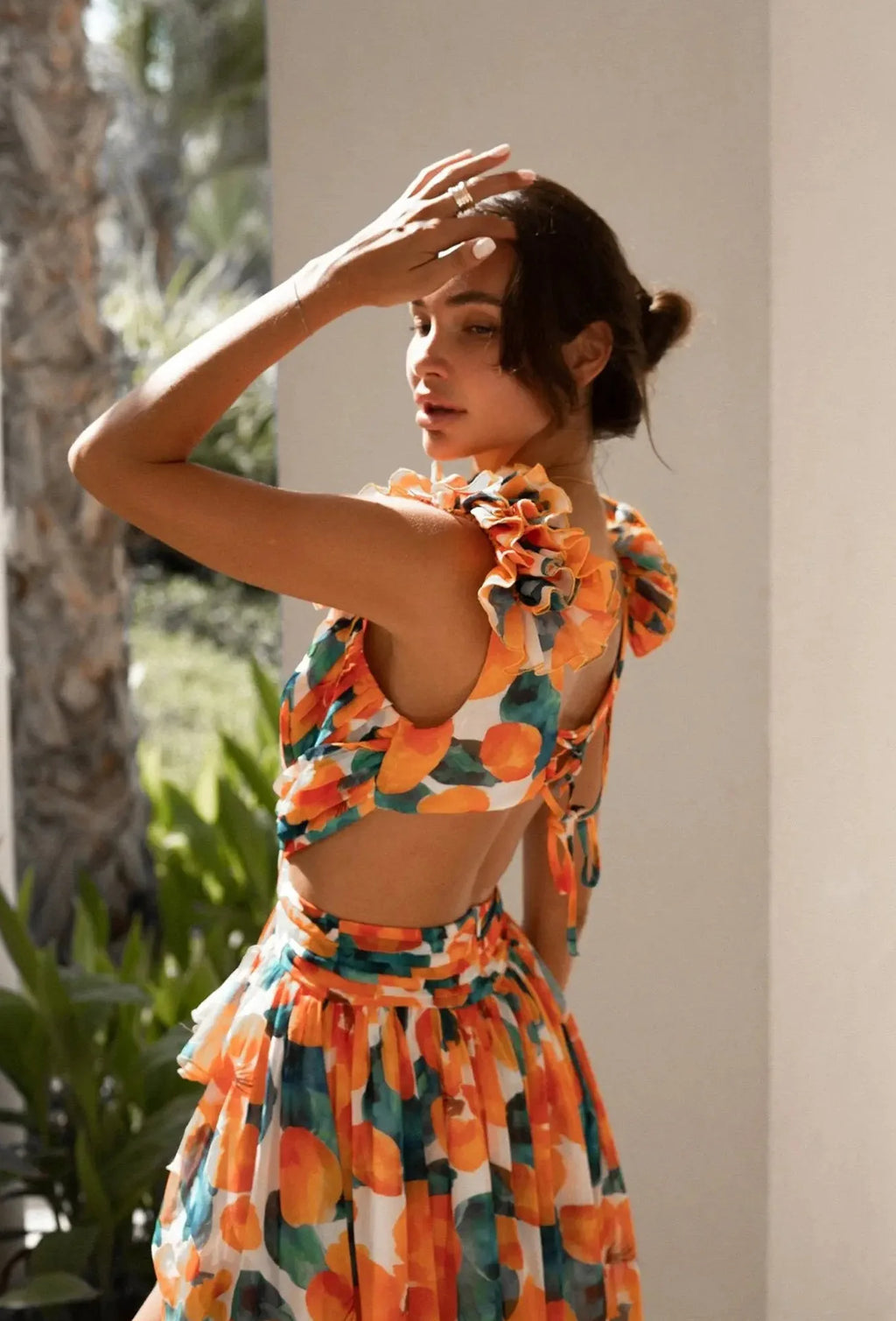 Floral Dress Women Spring Summer Deep V Neck Ruffle Hem Hollow Out Backless Maxi Dresses Bohemian Beach Sundress Outfit