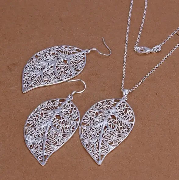 Charms 925 Sterling Silver Wedding Jewelry Set For Women Pendant Necklace And Earrings Top Quality