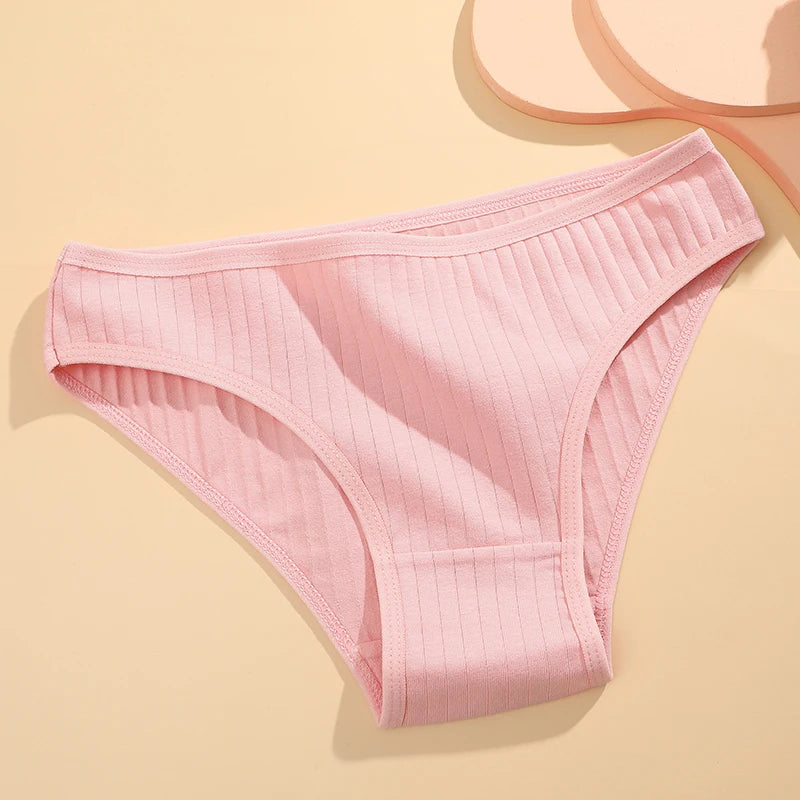 Finetoo 6Pcs/Set Women'S'S Cotton Panties Sexy Soft Striped Underpants Solid Color Briefs Female Comfortable Stretch Lingerie M-Xl