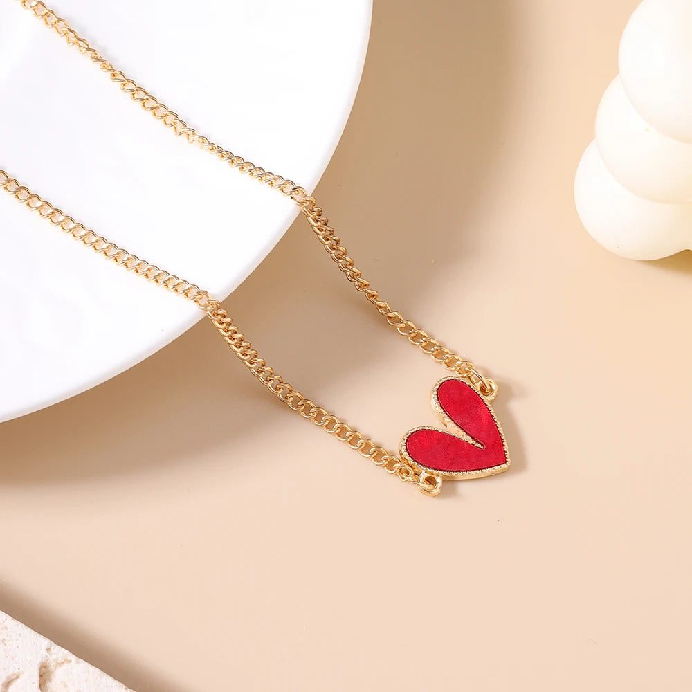 Cute Love Heart Pendant Necklace for Women Girls Gold Color Choker Necklaces Chain Birthday Jewelry Gifts