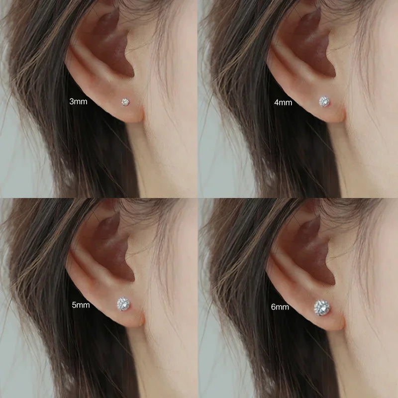 100% Real 925 Sterling Silver Jewelry Women'S Fashion Cute Tiny Clear Crystal Cz Stud Earrings For Girls Teens Lady