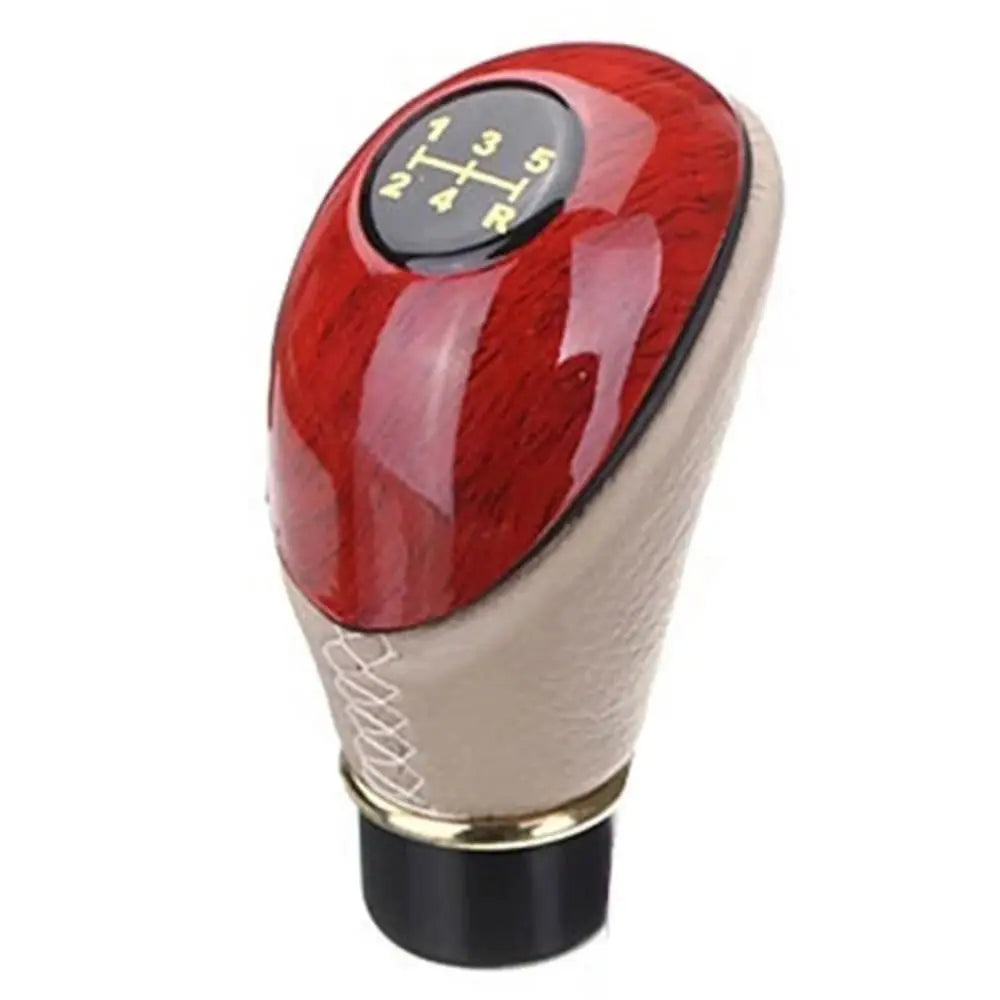 5-Speed Manual Gear Shift Knob - Wood and Faux Leather Universal